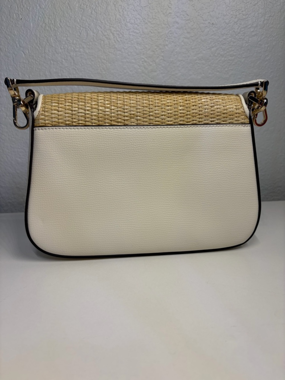 Kate Spade White Floral Embroidered Straw Flap Shoulder/Crossbody Bag - Picture 5 of 11